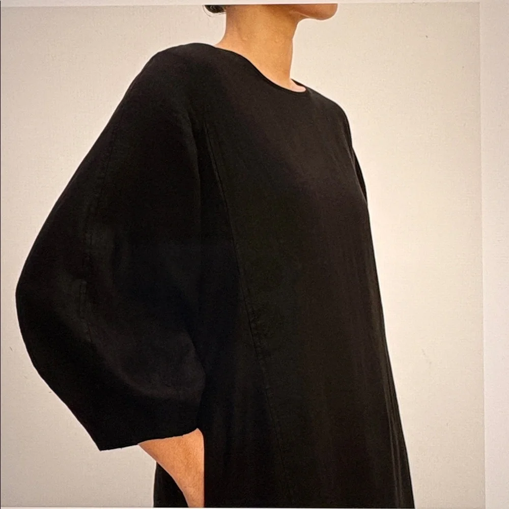Everlane NWT Size 16 Black The Linen A-Line Midi Dress - Picture 3 of 14